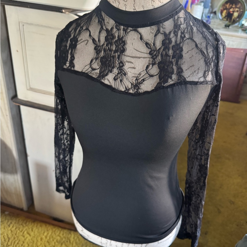 SHEIN Black Lace Fitted Bodysuit